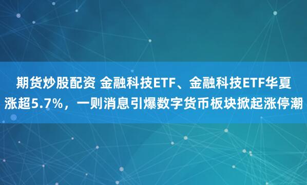 期货炒股配资 金融科技ETF、金融科技ETF华夏涨超5.7%，一则消息引爆数字货币板块掀起涨停潮