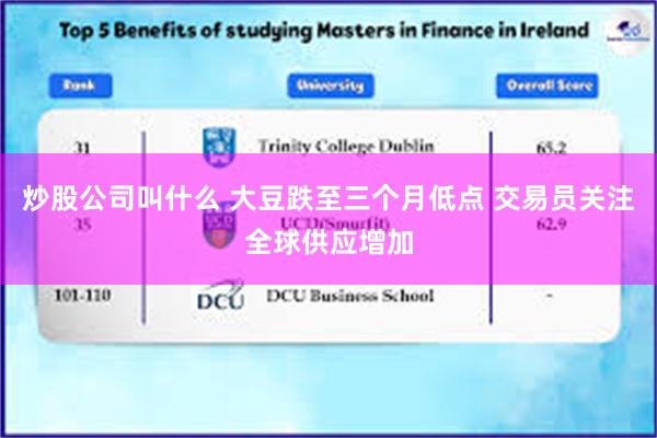 炒股公司叫什么 大豆跌至三个月低点 交易员关注全球供应增加